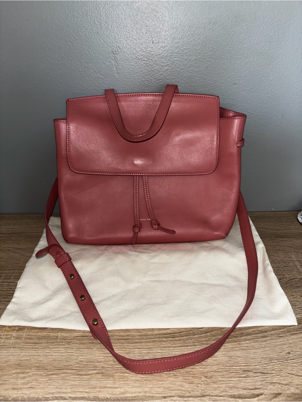 Pink Lady Leather Drawstring Bag - Women